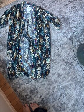 Zara Navy Multicolor Patterned Kimono